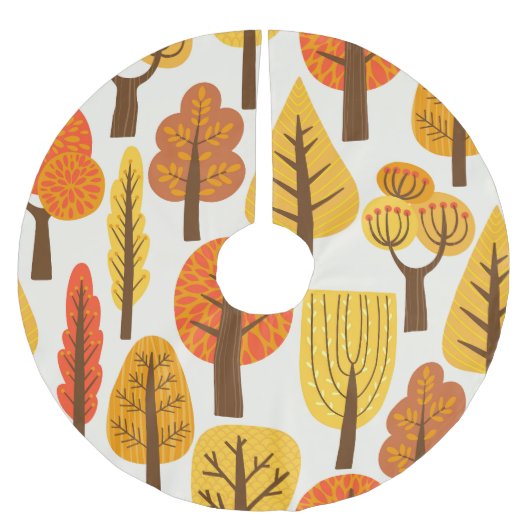 秋の木々、シームレスなパターン。 ブラッシュドポリエステルツリースカート (正面)