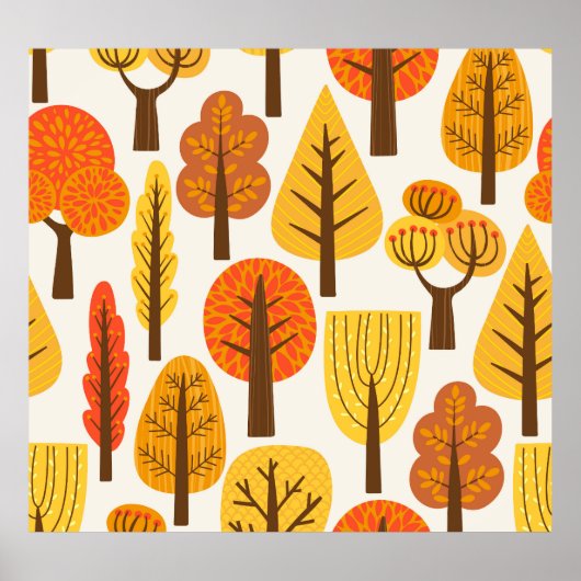 秋の木々、シームレスなパターン。 ポスター (正面)