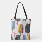 秋の木々：手の色彩の鮮やか水色シームレス トートバッグ (裏面)