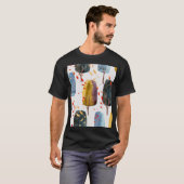 秋の木々:手の色彩の鮮やか水色シームレス Tシャツ (正面フル)