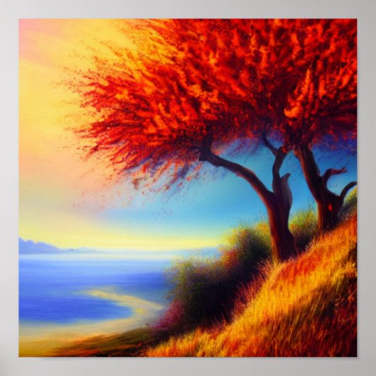 秋の木が道のポスター ポスター (正面)