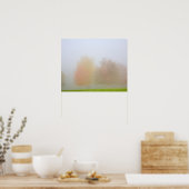 秋の木が霧に包まれている ポスター (キッチン)