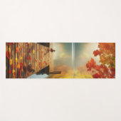 秋の木とアヒル付き湖 ヨガマット (正面(横))