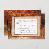 秋の木と離れ秋の結婚式RSVPカード 出欠カード (正面/裏面)