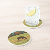 秋の木に咲く赤茶色の馬 コースター (側面)