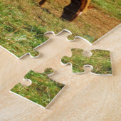 秋の木に咲く赤茶色の馬 ジグソーパズル (側面)