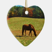 秋の木に咲く赤茶色の馬 セラミックオーナメント (右)