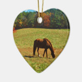 秋の木に咲く赤茶色の馬 セラミックオーナメント (左)