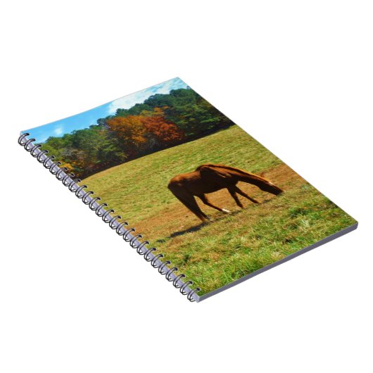 秋の木に咲く赤茶色の馬 ノートブック (右側)
