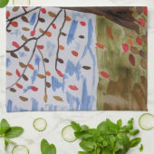 秋の木のおしぼり キッチンタオル (折り畳み)