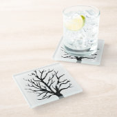 秋の木のリンゴ版画 ガラスコースター (アングル)