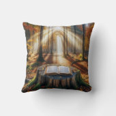 秋の木の切り株に聖書を開く クッション (裏面)