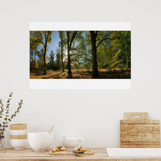 秋の木の列 ポスター (キッチン)