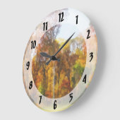 秋の木の列 ラージ壁時計 (傾斜)