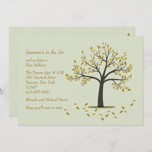 秋の木の動きのアナウンス 招待状 (正面/裏面)