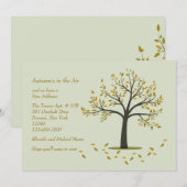秋の木の引っ越しのお知らせ 招待状 (正面/裏面)