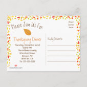 秋の木の感謝祭の日付を保存 インビテーションポストカード (裏面)