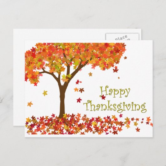 秋の木の感謝祭はがき シーズンポストカード (正面/裏面)