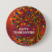 秋の木の感謝祭パーソナライズされたパーティーの好意 缶バッジ (正面)