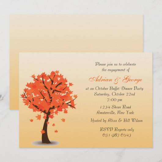 秋の木の招待状 招待状 (正面/裏面)