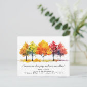 秋の木の新しい住所引っ越しました秋移動 案内ポストカード (スタンド正面)