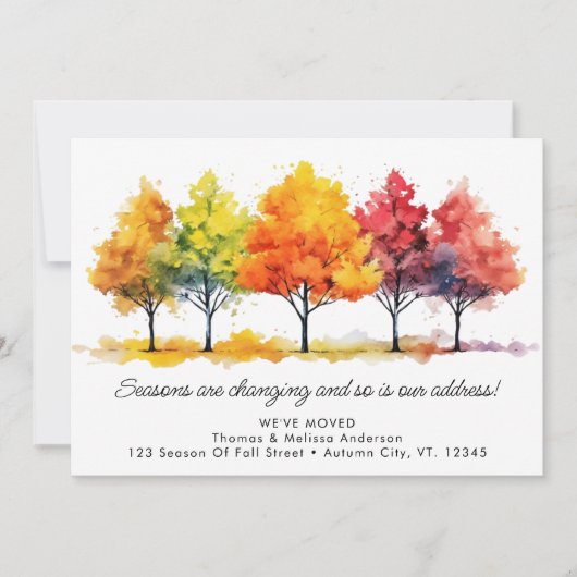 秋の木の新しい住所引っ越しました秋移動 案内状 (正面)