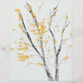 秋の木の枝と黄色の紅葉 (裏面)