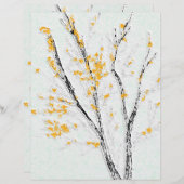 秋の木の枝と黄色の紅葉 (正面/裏面)