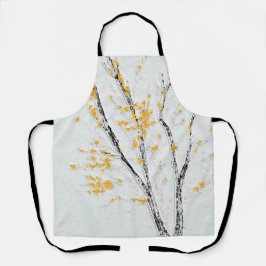 秋の木の枝と黄色の紅葉 エプロン