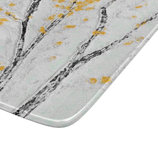 秋の木の枝と黄色の紅葉 カッティングボード (角)