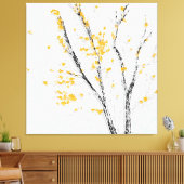 秋の木の枝と黄色の紅葉 キャンバスプリント (インサイチュ (リビング))