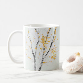 秋の木の枝と黄色の紅葉 コーヒーマグカップ