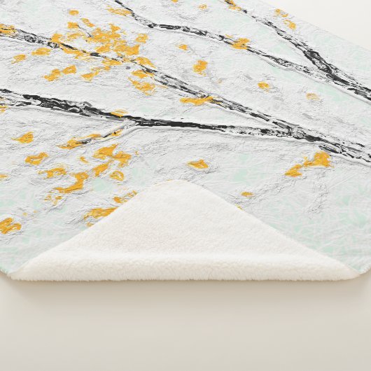 秋の木の枝と黄色の紅葉 シェルパブランケット (3/4)