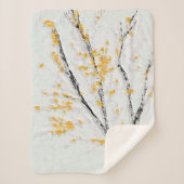 秋の木の枝と黄色の紅葉 シェルパブランケット (正面)