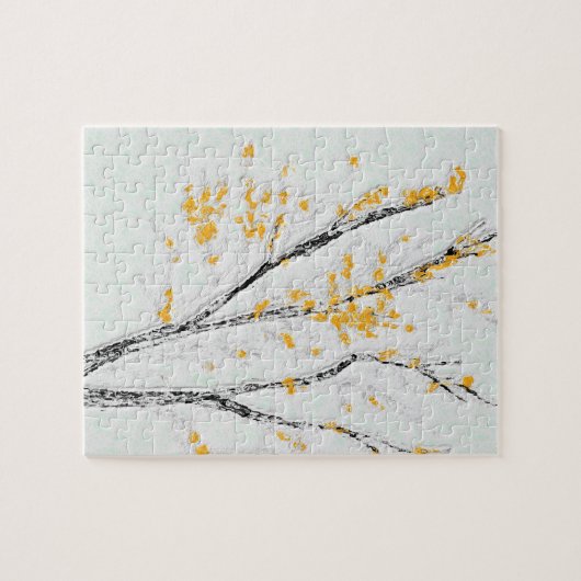 秋の木の枝と黄色の紅葉 ジグソーパズル (横)