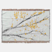 秋の木の枝と黄色の紅葉 スローブランケット (正面)