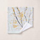 秋の木の枝と黄色の紅葉 バスタオルセット (ウォッシュタオル)