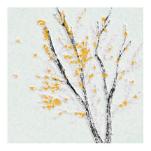 秋の木の枝と黄色の紅葉