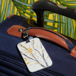 秋の木の枝と黄色の紅葉 ラゲッジタグ
