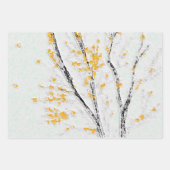 秋の木の枝と黄色の紅葉 ラッピングペーパーシート (正面)