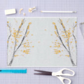 秋の木の枝と黄色の紅葉 薄葉紙 (クラフト)