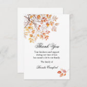 秋の木の枝の葬儀サンキューカード サンキューカード (正面/裏面)