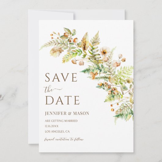 秋の木の枝の離れ秋日付の保存 招待状 (正面)