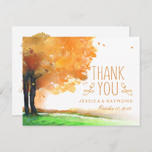 秋の木の秋ありがとうMatching PostCard ポストカード (正面/裏面)