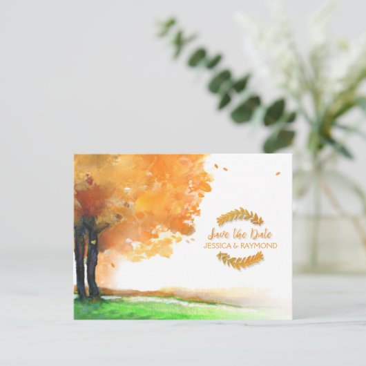 秋の木の秋日付の一致PostCardを保存 案内ポストカード (スタンド正面)