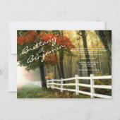 秋の木の紅葉の塀の結婚式招待状 招待状 (正面)