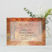 秋の木の素朴な結婚式予告招待状 セーブザデート (スタンド正面)