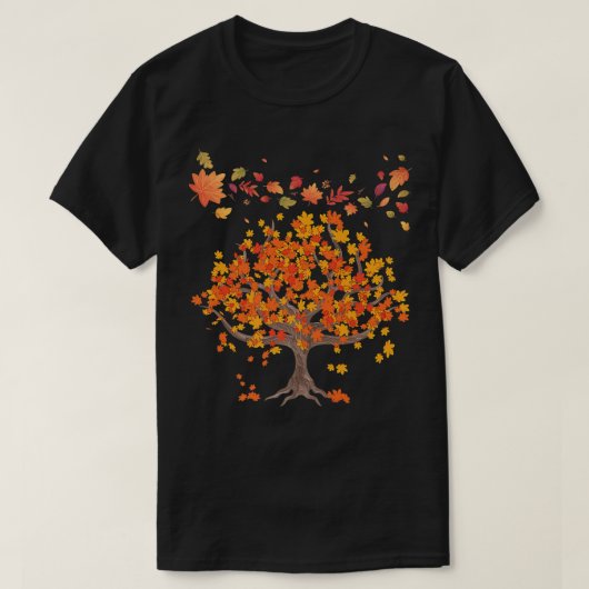 秋の木の葉自然フォレスト秋 Tシャツ (デザイン正面)