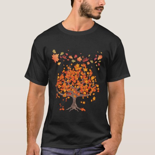 秋の木の葉自然フォレスト秋 Tシャツ (正面)
