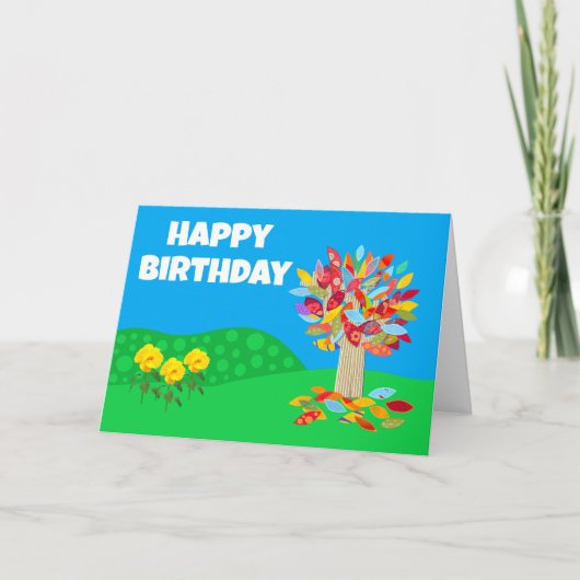 秋の木の誕生日カードバージョン2 by Jo Images カード (正面)